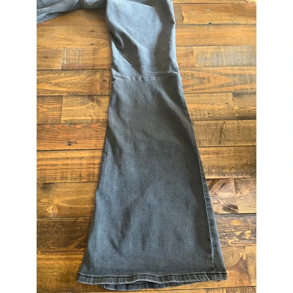 FREE PEOPLE Penny Flare Jeans Pull On Womens 31 Black Vintage Boho Denim